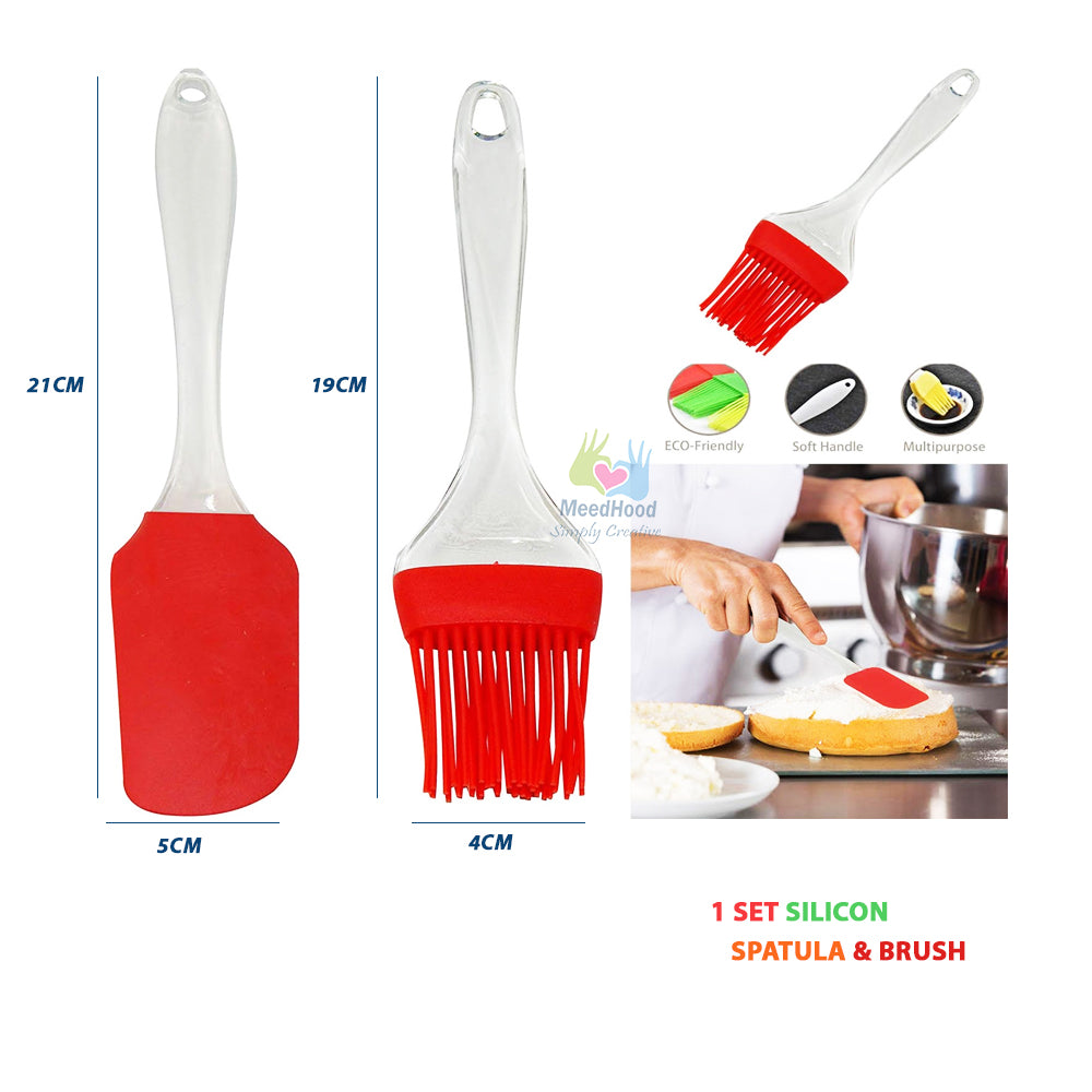 2 pair(4PCS) - Spatula & BBQ Oil Brush - Silicone Acrylic Transparent Spatula - Silicone Acrylic Transparent Brush