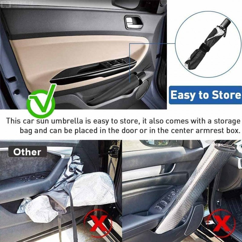 ( free home Delivery ) Universal Car Umbrella Sun Shade Cover for Windshield UV Reflecting Foldable Front Car Sunshade Umbrella