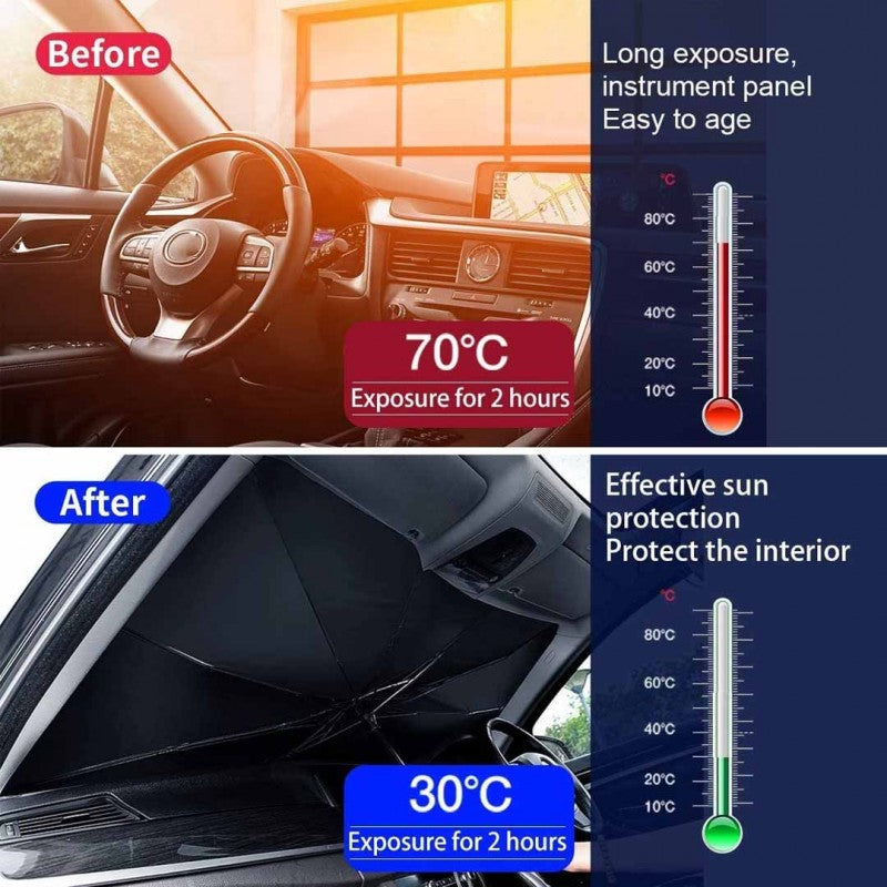 ( free home Delivery ) Universal Car Umbrella Sun Shade Cover for Windshield UV Reflecting Foldable Front Car Sunshade Umbrella