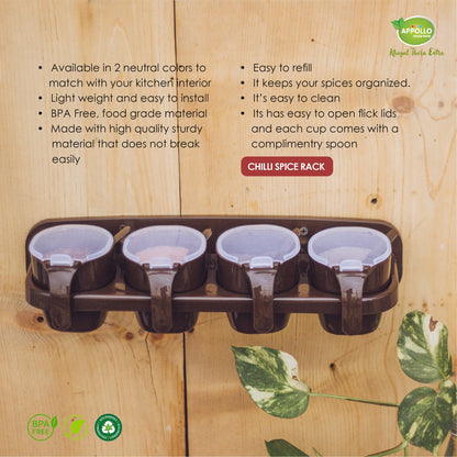 4 In 1 Beautiful Chili Spice Rack Wall Hanging Kitchen Rack High Quality