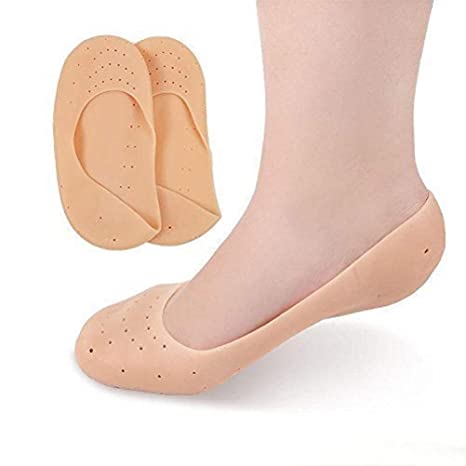 2 Pair ( 4PCS ) Anti Crack Full Length Silicone Foot Protector Moisturizing Socks for Foot-Care and Heel Cracks