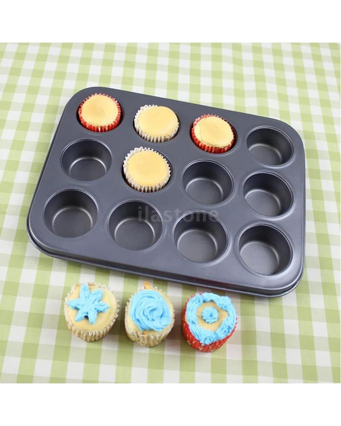 12 Hole Cupcake Tray, Muffin Pan,non stick cupcake baking pan kitchen utensil