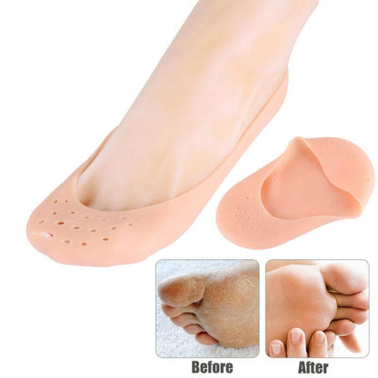 2 Pair ( 4PCS ) Anti Crack Full Length Silicone Foot Protector Moisturizing Socks for Foot-Care and Heel Cracks