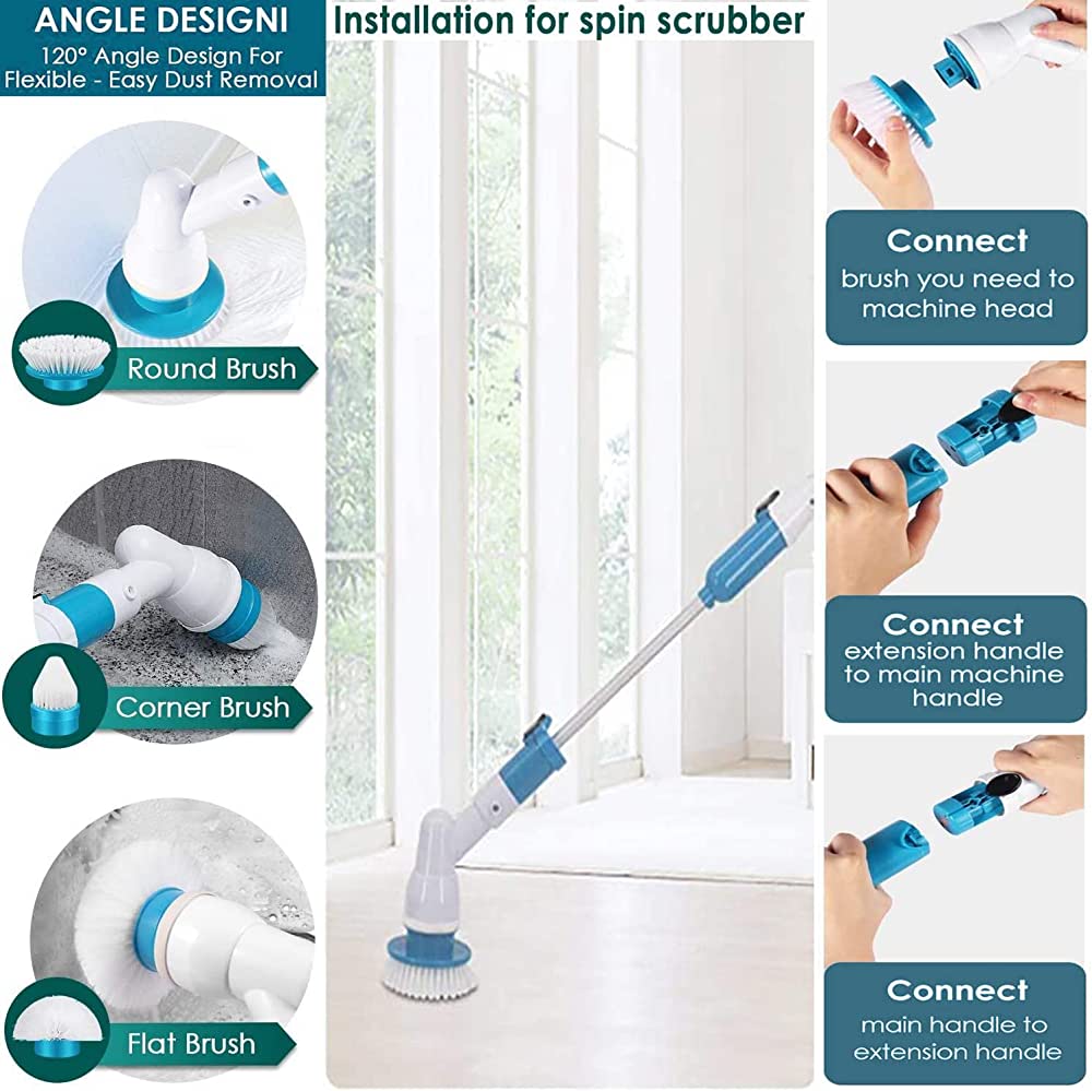Rechargeable Spin Scrubber Long Handle Cleaning Brush