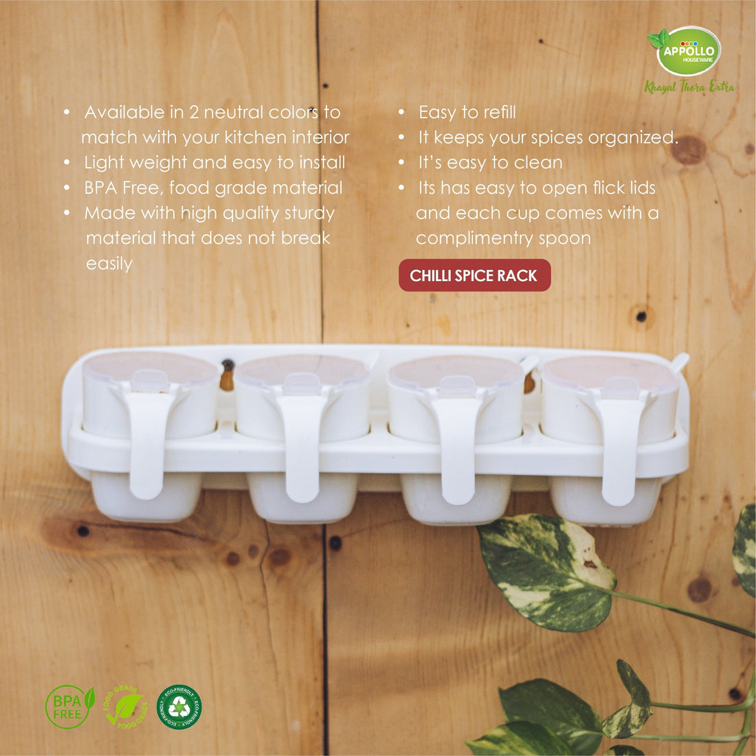 4 In 1 Beautiful Chili Spice Rack Wall Hanging Kitchen Rack High Quality