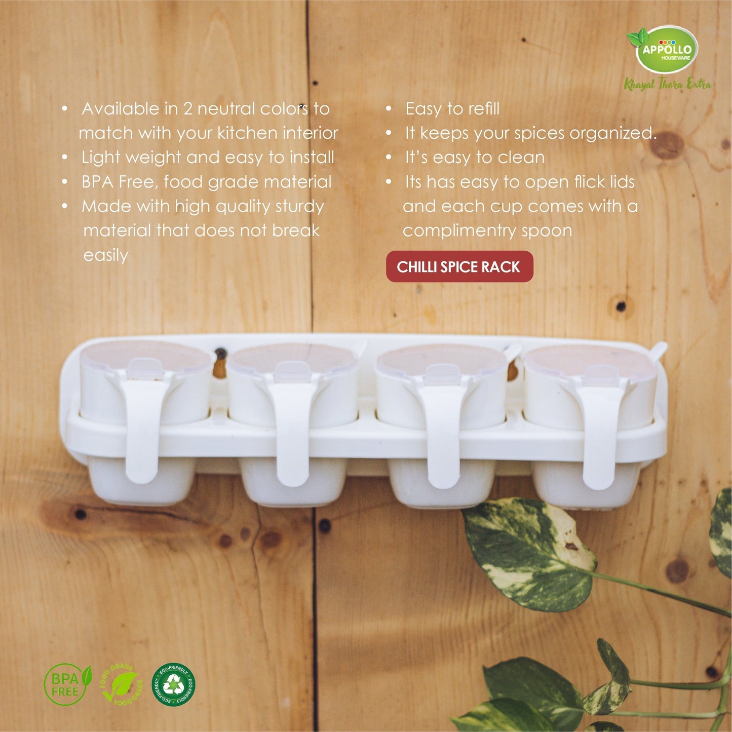 4 In 1 Beautiful Chili Spice Rack Wall Hanging Kitchen Rack High Quality