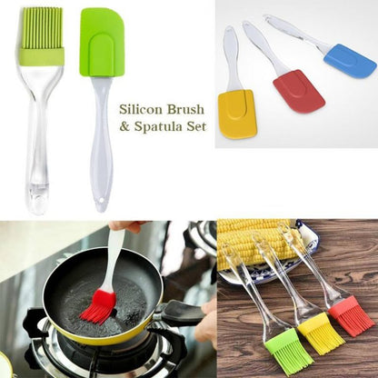2 pair(4PCS) - Spatula & BBQ Oil Brush - Silicone Acrylic Transparent Spatula - Silicone Acrylic Transparent Brush