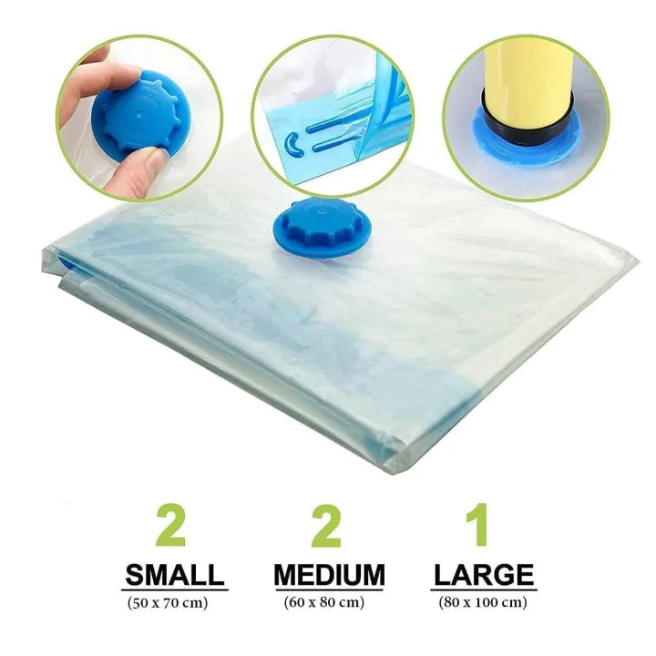 |FREE DELIVERY| Vacuum Storage Bags with Hand Pump – 5 Pack