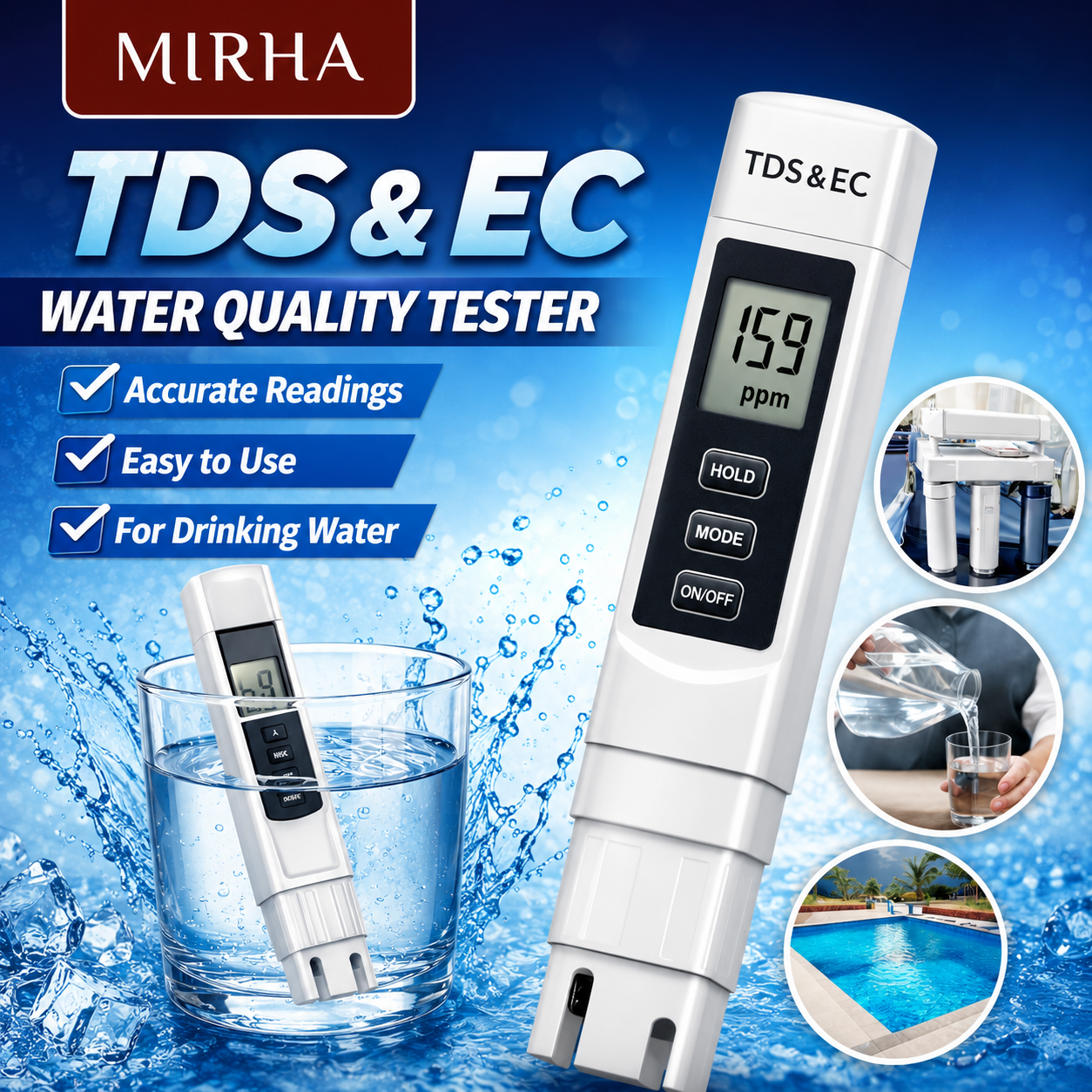 Water Quality Tester TDS Meter - Digital Water Purity Monitor for Drinking Water