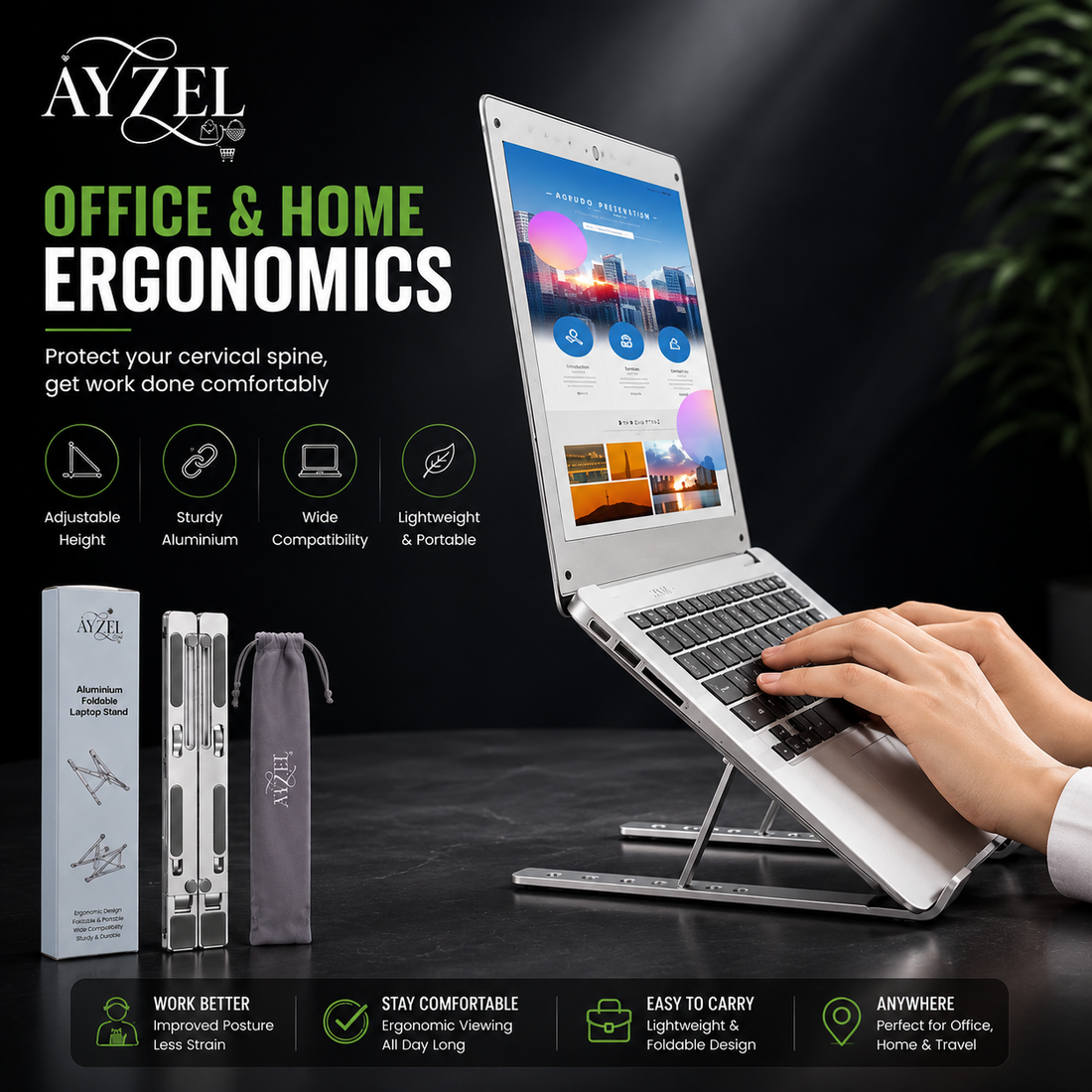 (Free Delivery) Aluminium Foldable Laptop Stand