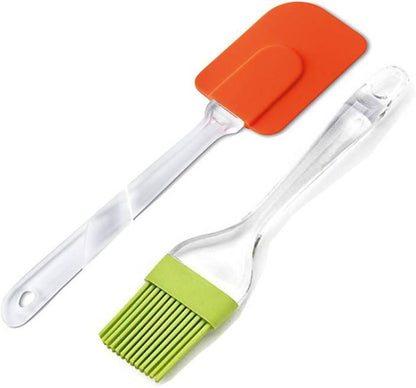 2 pair(4PCS) - Spatula & BBQ Oil Brush - Silicone Acrylic Transparent Spatula - Silicone Acrylic Transparent Brush