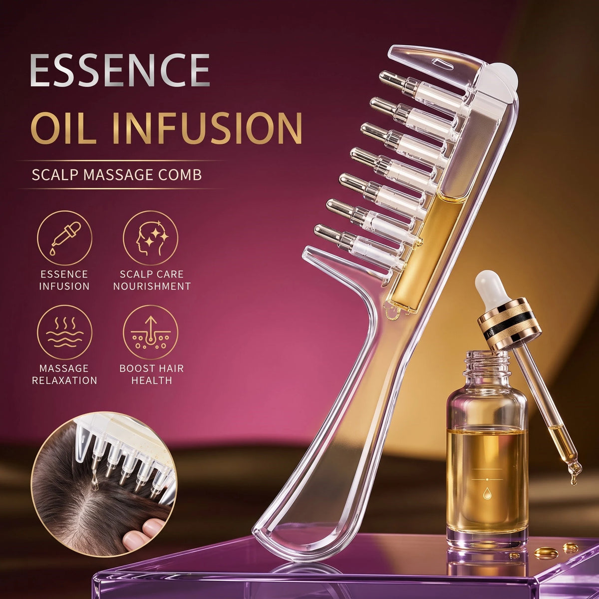 |FREE DELIVERY| Crystal Serum Comb Applicator – Scalp Massage Hair Comb