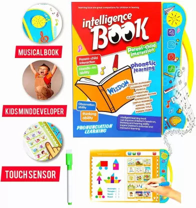English Reading Musical Electronic Book, Early Education Activity Book with Sound & Music Features for Toddler Kids