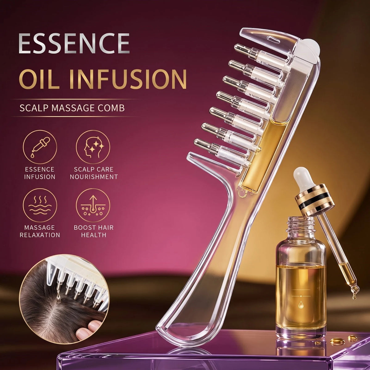 |FREE DELIVERY| Crystal Serum Comb Applicator – Scalp Massage Hair Comb