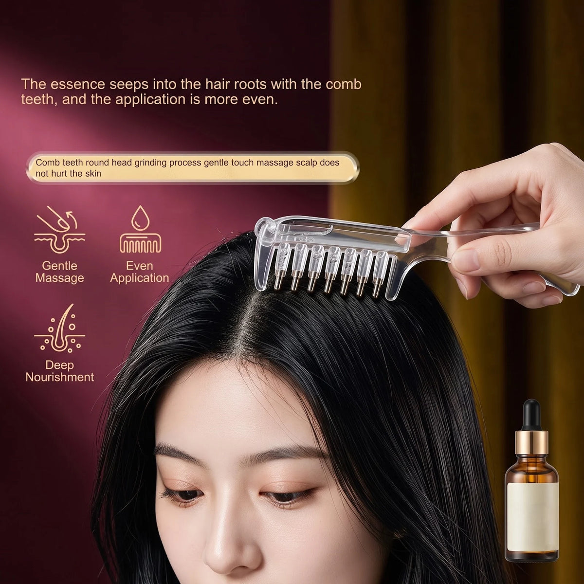 |FREE DELIVERY| Crystal Serum Comb Applicator – Scalp Massage Hair Comb