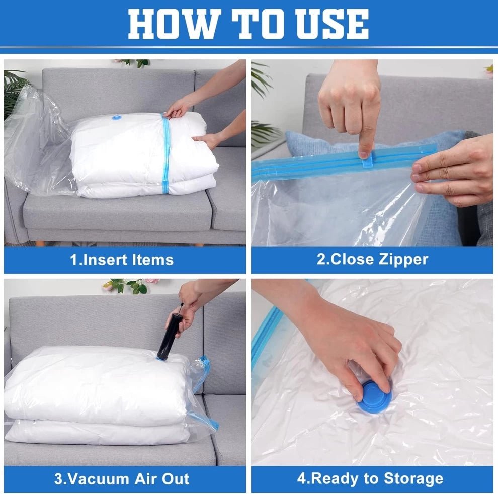 |FREE DELIVERY| Vacuum Storage Bags with Hand Pump – 5 Pack